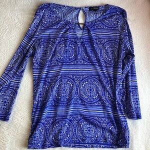 Regal Paisley Long Sleeve:‎ Blue & White, Size M, The Limited